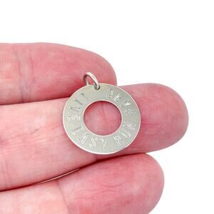 Live Easy Run Hard Disk Charm | Sterling Silver 925 | Inspirational Pendant